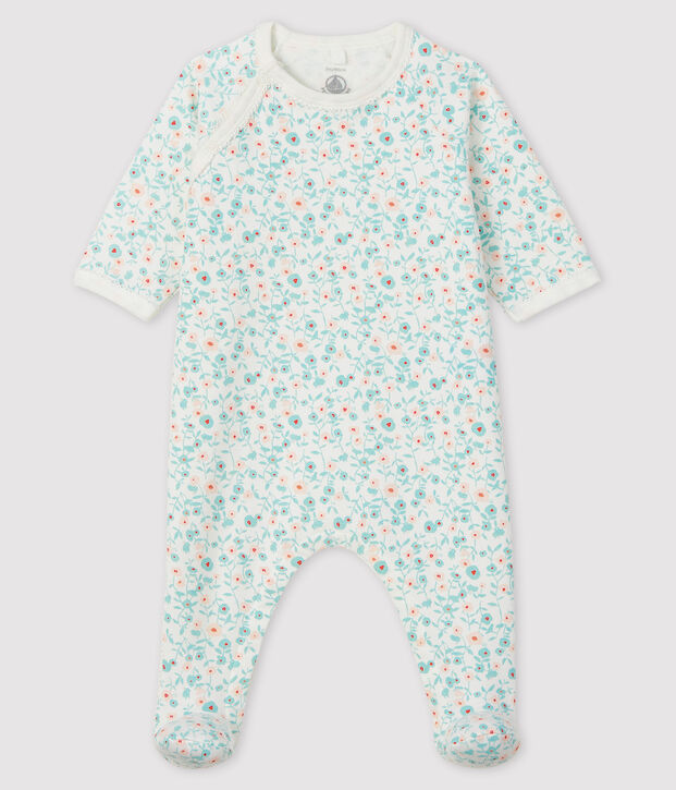 Baby molton slaappak met bloemenprint wit/multicouleur