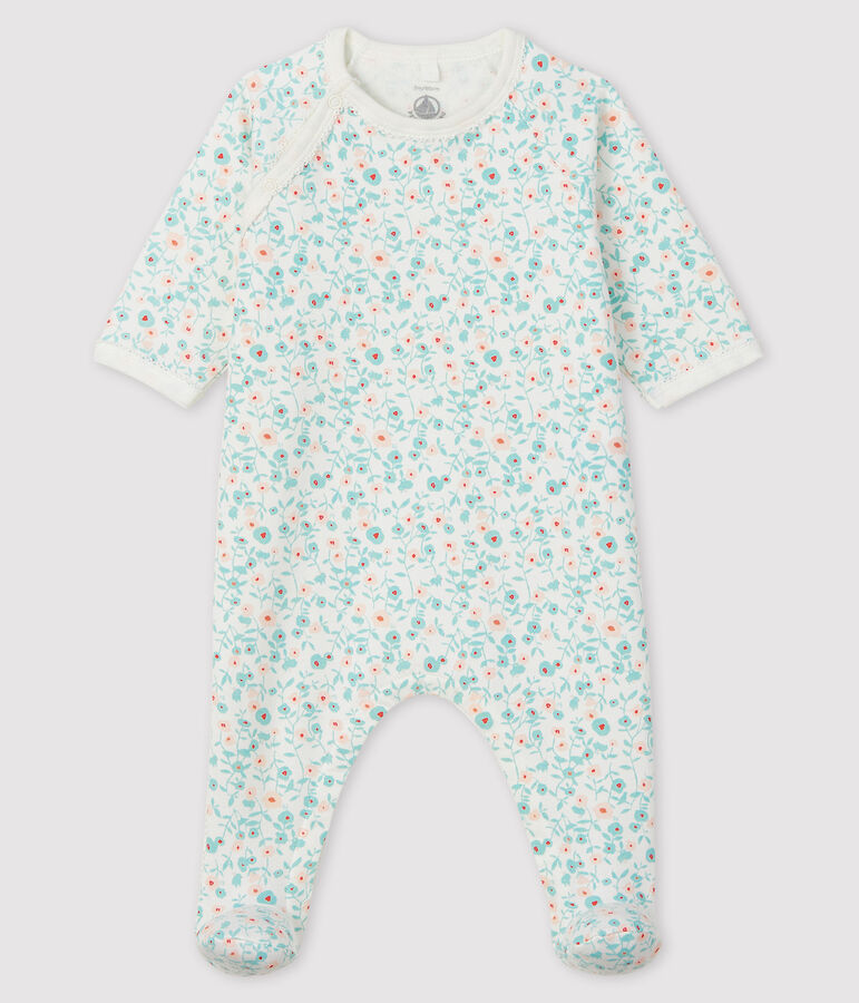 Dors-bien &agrave; imprim&eacute; fleuri b&eacute;b&eacute; en molleton blanc/multicouleur