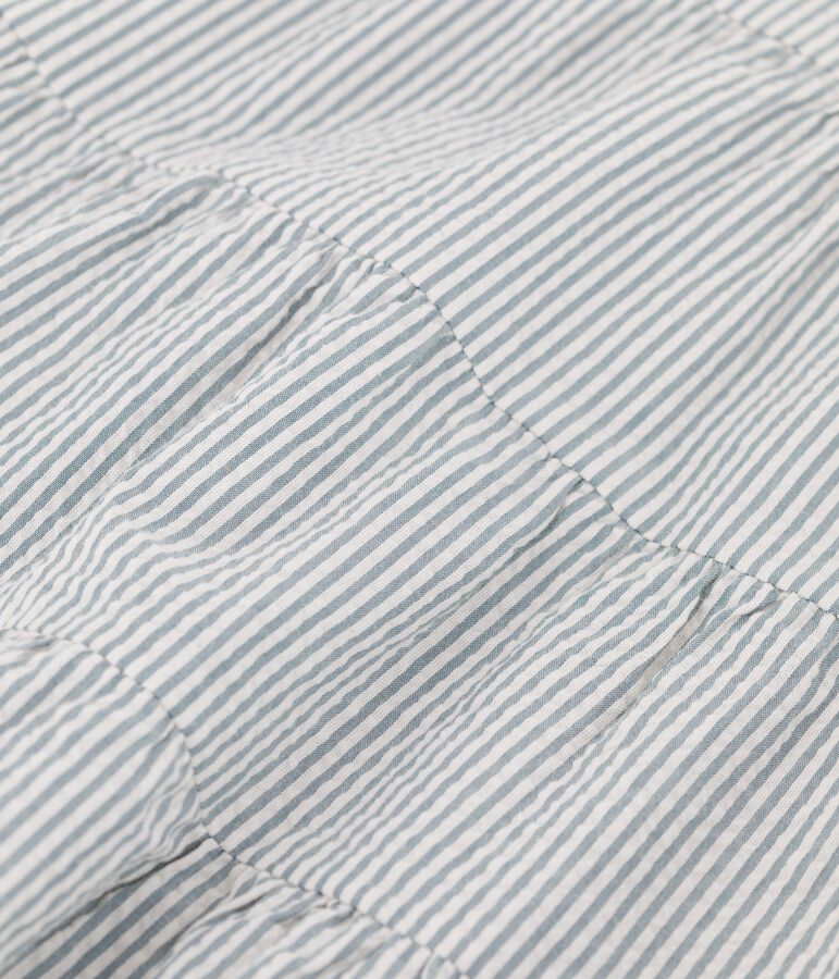 Robe ray&eacute;e en seersucker bio b&eacute;b&eacute; bleu BRUT/blanc MARSHMALLOW
