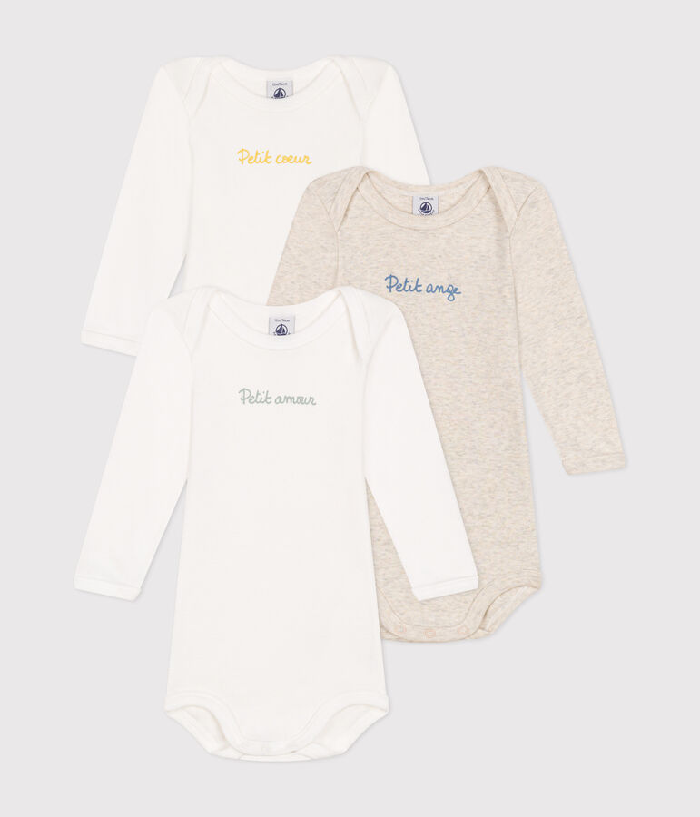 Lot de 3 bodies manches longues message en coton b&eacute;b&eacute; variante 1