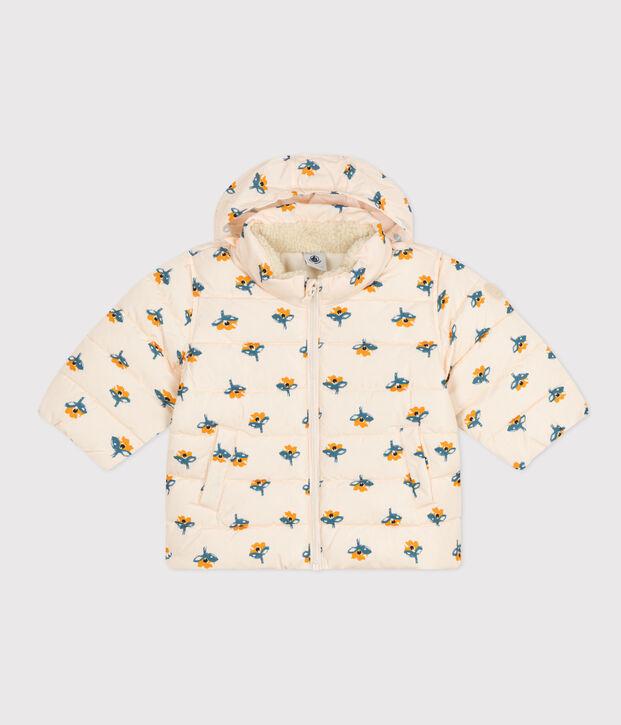 Doudoune imprim&eacute;e capuche r&eacute;tractable b&eacute;b&eacute; &eacute;cru/multicouleur