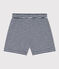 Gestreepte short van gevlamde jerseystof voor meisjes blauw MEDIEVAL/wit MARSHMALLOW