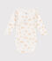 Katoenen overslagbody met lange mouwen voor baby's MARSHMALLOW/ BEIGE