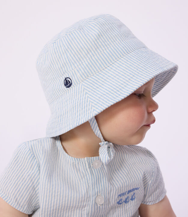 Bob b&eacute;b&eacute; en seersucker &agrave; nouer bleu/blanc