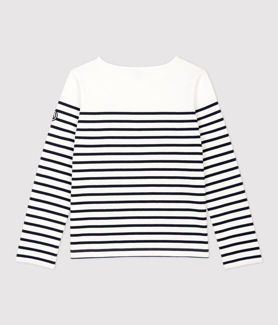 Iconische marinetrui van katoen Dames wit MARSHMALLOW/blauw SMOKING