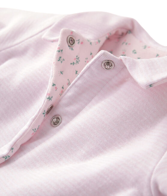Omkeerbaar gewatteerd uniseks babyvestje met milleraies-strepen - Vorige collectie roze VIENNE/wit ECUME