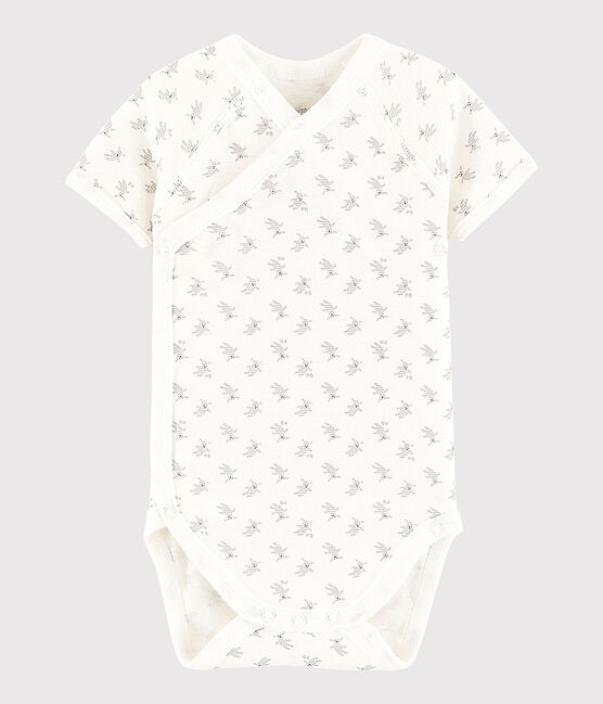 Body croisé manches courtes bébé fille-garçon blanc MARSHMALLOW/blanc MULTICO