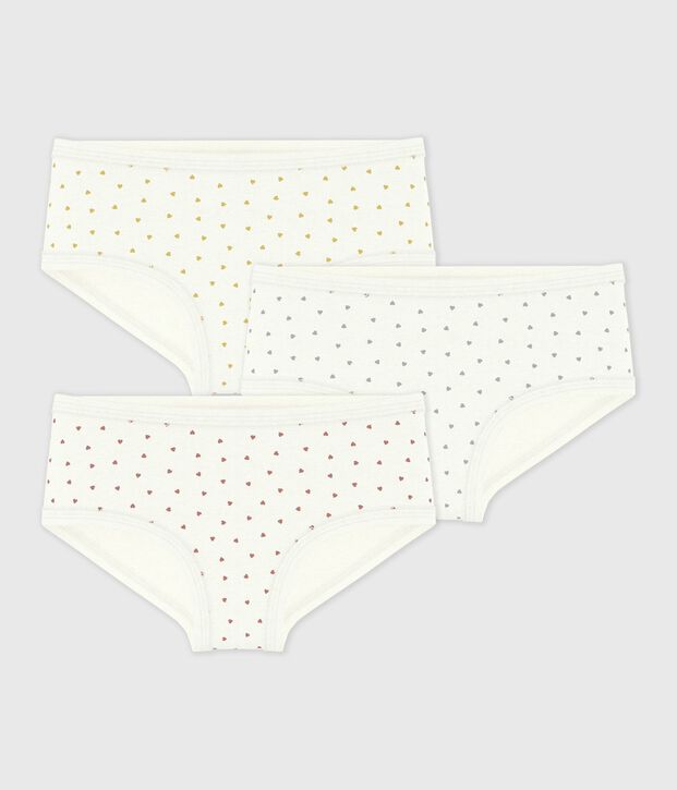 Set van 3 katoenen onderbroekjes met hoge taille en hartjesprint voor kinderen multicouleur