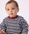 Tee-shirt bébé en coton à manches longues, rayé bleu SOIR/ MILK
