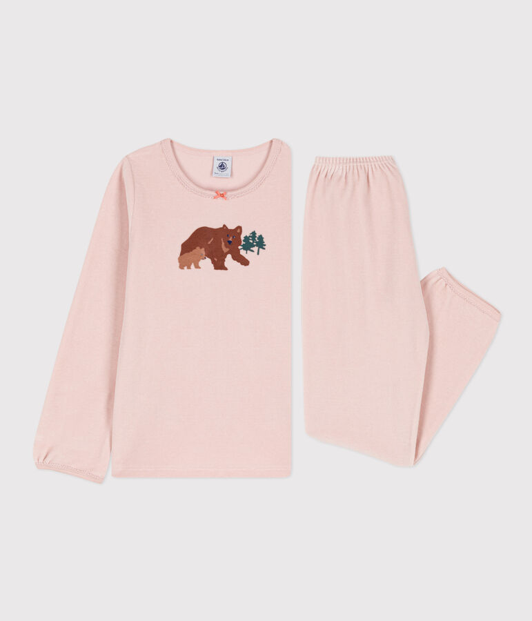 Pyjama petite fille en velours rose