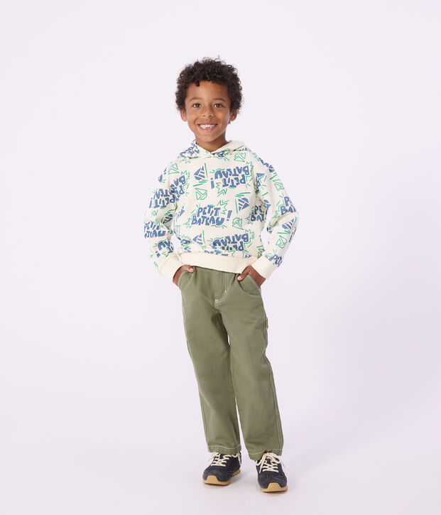 Katoenen hoodie met print voor kinderen ecru/multicouleur