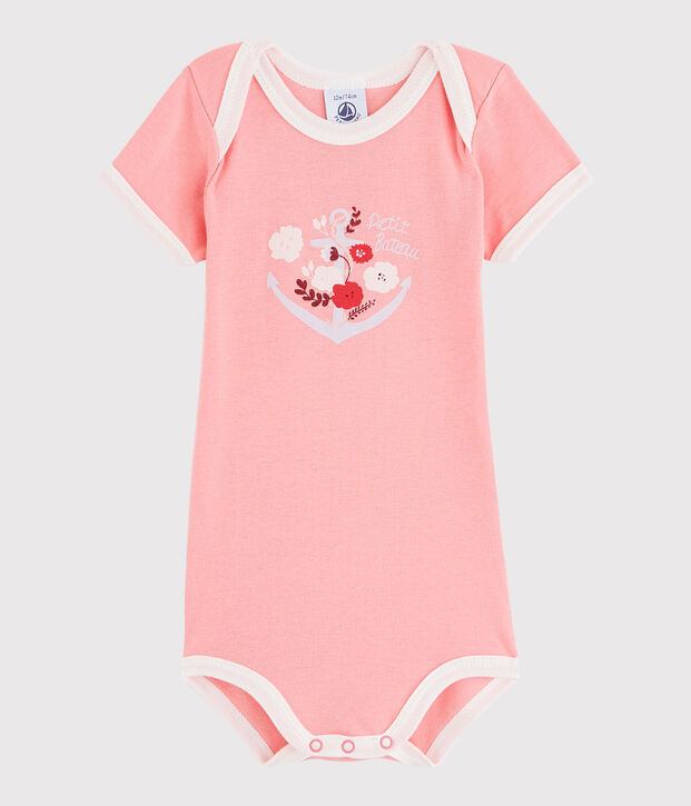 Rompertje met korte mouwen babyjongen roze