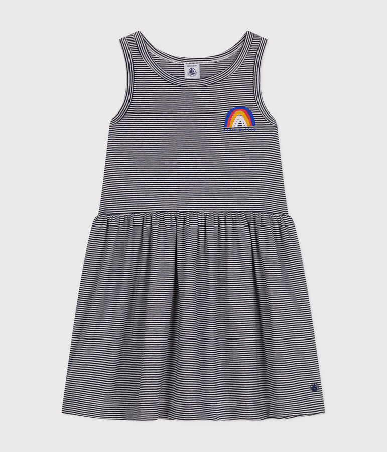 Mouwloos katoenen jurkje voor meisjes blauw/wit