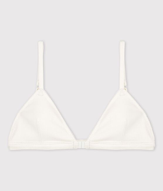 Soutien-gorge blanc ouverture devant fille en coton biologique et élasthanne blanc ECUME