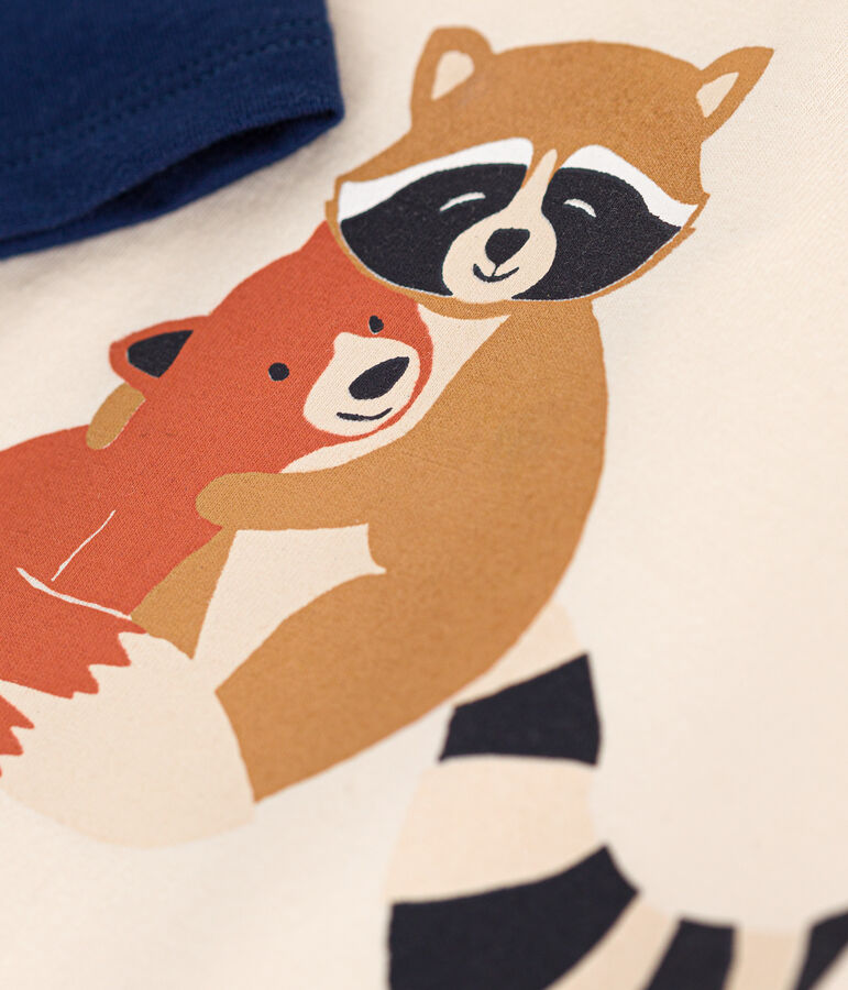 T-shirt met lange mouw van dunne jersey voor baby's ecru/blauw