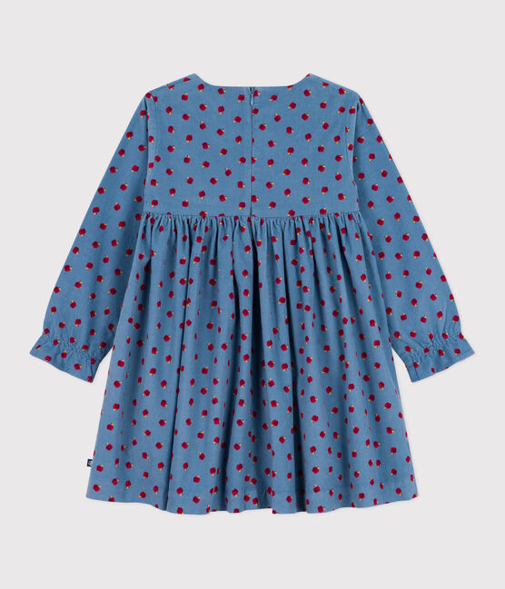 Kinderjurk met lange mouwen in bedrukt velours blauw ADRIATIC/ MULTICO