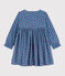 Kinderjurk met lange mouwen in bedrukt velours blauw ADRIATIC/ MULTICO