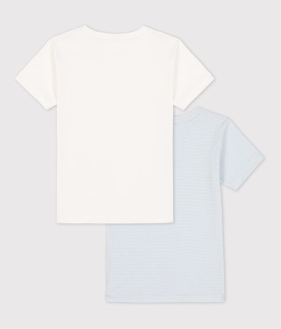 Set 2 katoenen T-shirts met korte mouwen en milleraies-streepjes voor jongens variante 1
