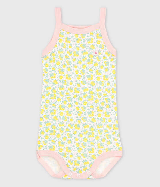 Body met schouderbandjes voor babymeisjes wit ECUME/wit MULTICO