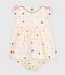 Robe b&eacute;b&eacute; en coton manches courtes imprim&eacute;e c&oelig;urs &eacute;cru/multicouleur