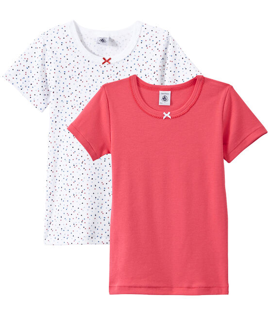 Set van 2 meisjes-T-shirts met korte mouwen wit LOT