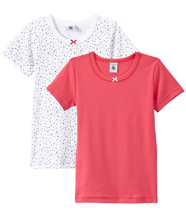 Lot de 2 t-shirts fille manches courtes blanc