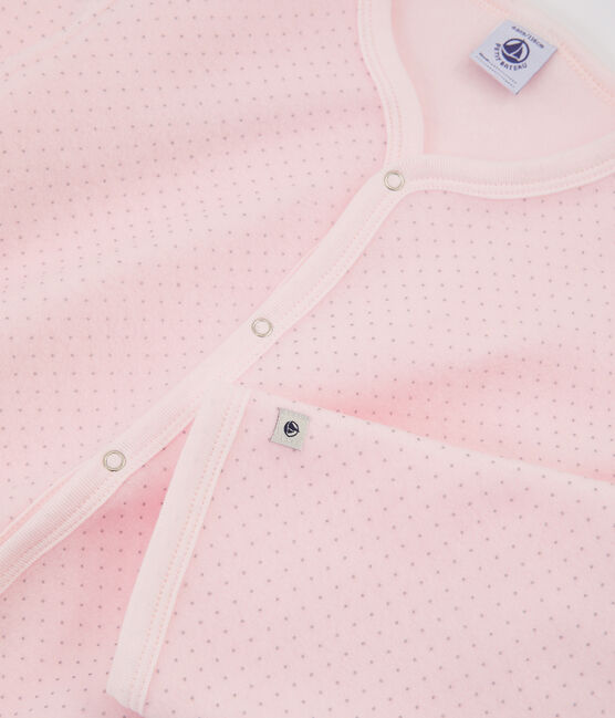 Combinaison petite fille en polaire rose VIENNE/gris MISTIGRI