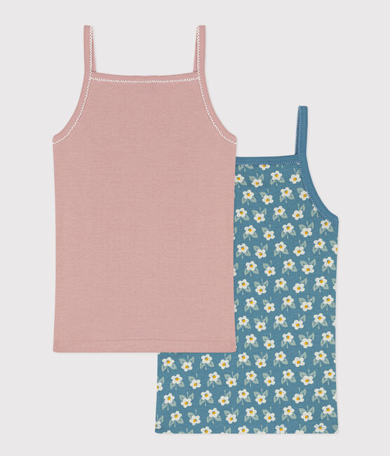 Lot de 2 chemises à bretelles fleur en coton petite fille variante 1