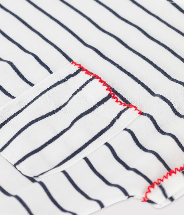 T-shirt met korte mouwen in katoen voor meisjes wit/blauw