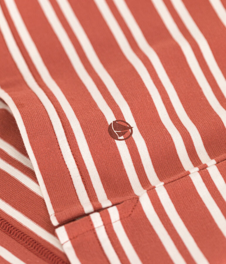 LE BOXY, gestreept T-shirt voor dames in katoen bruin/ecru