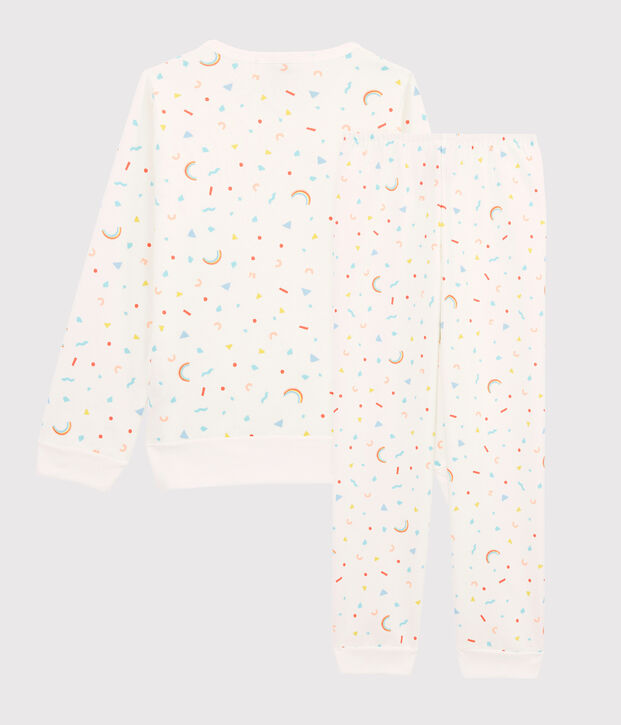 Pyjama &agrave; imprim&eacute; confettis petite fille en molleton blanc/multicouleur