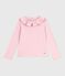 Effen katoenen T-shirt met lange mouwen voor kinderen roze JOLI