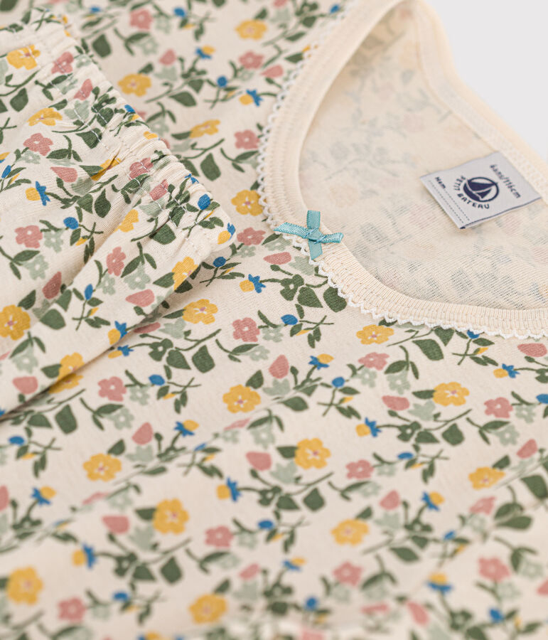 Katoenen pyjama met bloemenmotief voor kinderen ecru/multicouleur