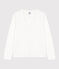 Le Droit, T-shirt met lange mouw en V-hals van dunne jersey voor dames wit ECUME