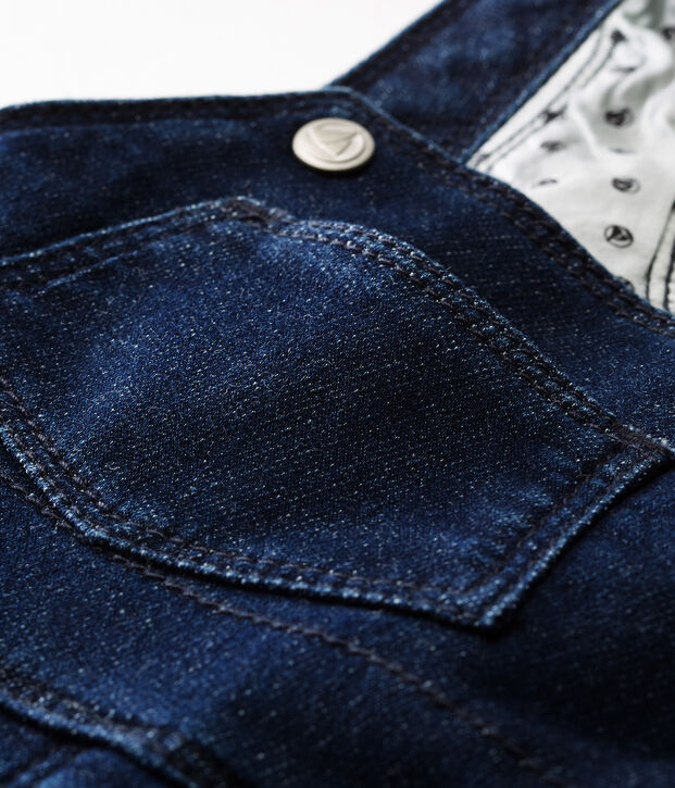Lange salopette met denim effect voor baby's blauw