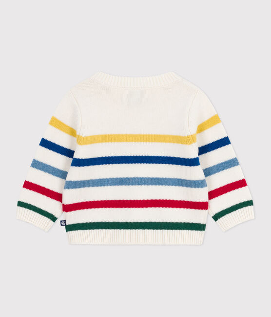 Pull bébé en laine et coton à rayures multico blanc MARSHMALLOW/blanc MULTICO