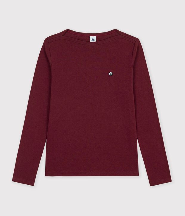 Katoenen T-shirt met iets wijdere halslijn en lange mouwen voor dames TRUFFE