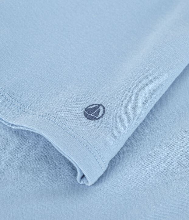 Tee-shirt femme en coton manches courtes uni bleu clair