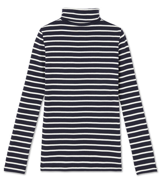 Iconische gestreepte ondertrui voor dames blauw SMOKING/beige COQUILLE
