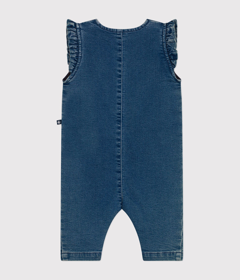 Mouwloze babyjumpsuit van denim blauw