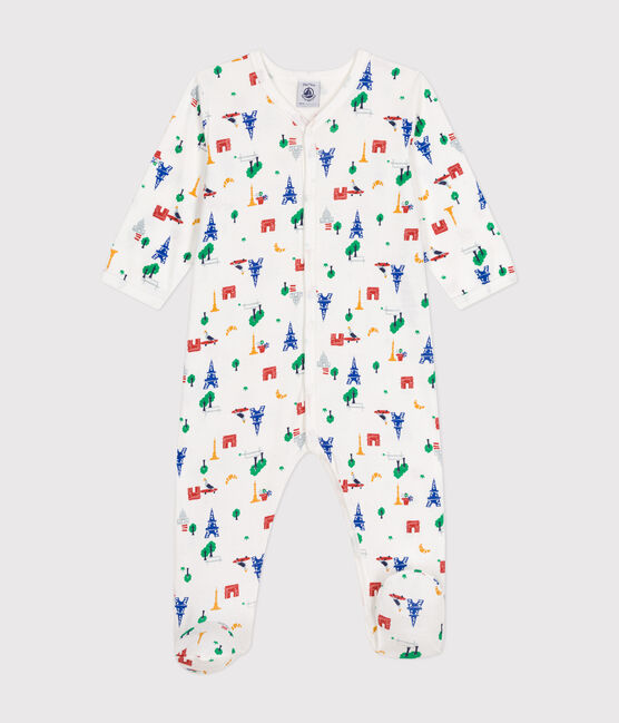 Pyjama imprimé Paris en coton bébé blanc MARSHMALLOW/blanc MULTICO