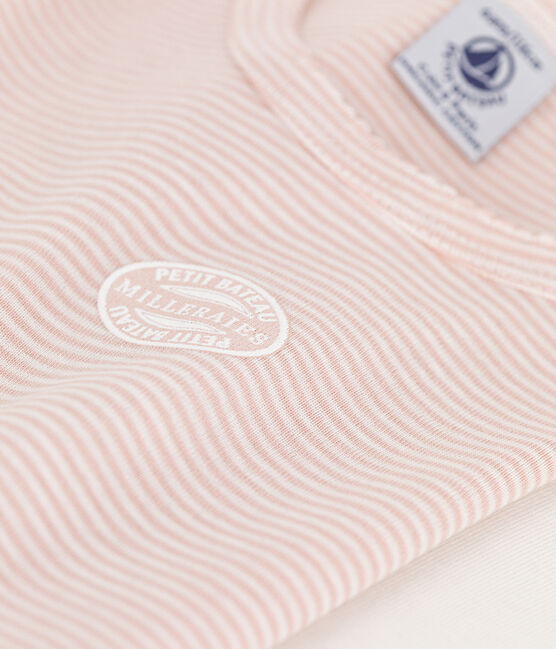 Set van 2 katoenen T-shirts met korte mouwen en milleraies-streepjes voor meisjes variante 1
