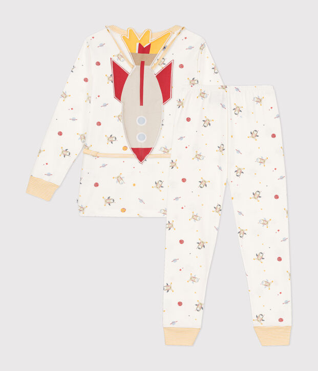 Katoenen verkleedpyjama met ruimteprint voor kinderen wit/multicouleur