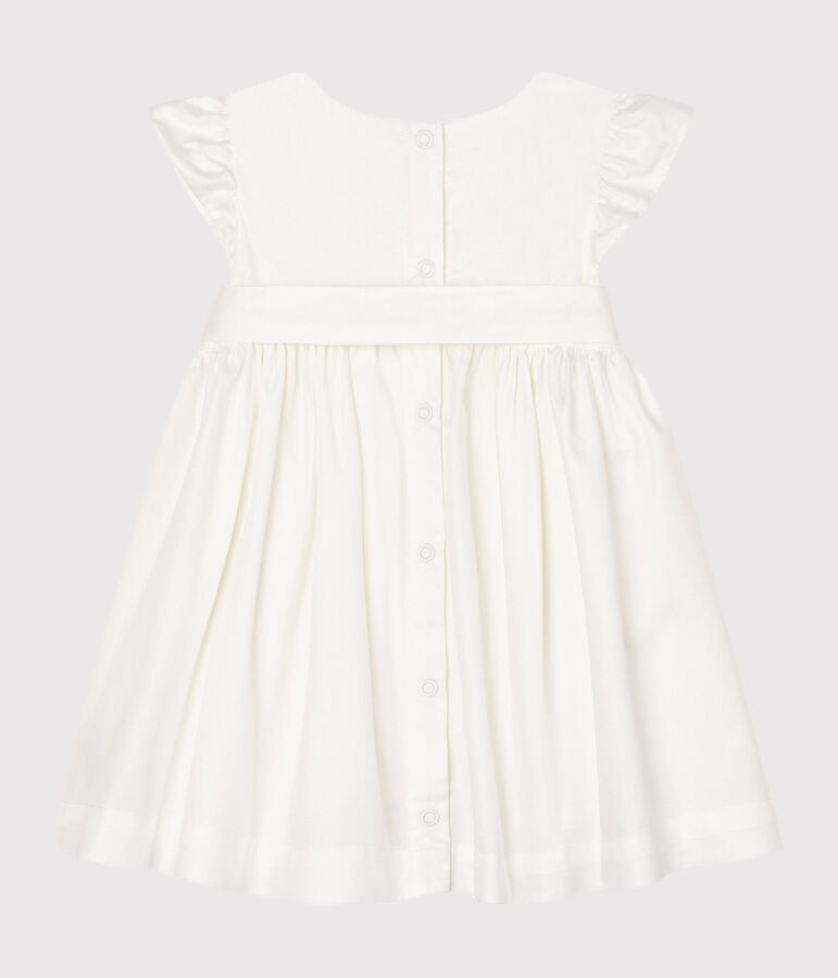 Robe manches courtes b&eacute;b&eacute; fille en satin blanc
