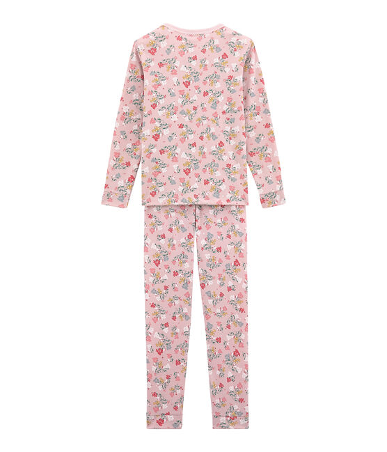Pyjama petite fille coupe ajustée rose JOLI/blanc MULTICO