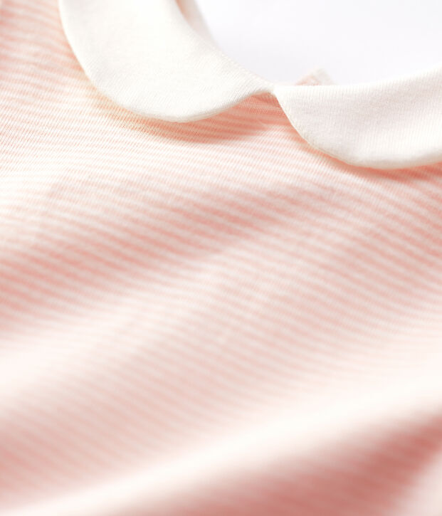 Romper van katoen. roze/wit