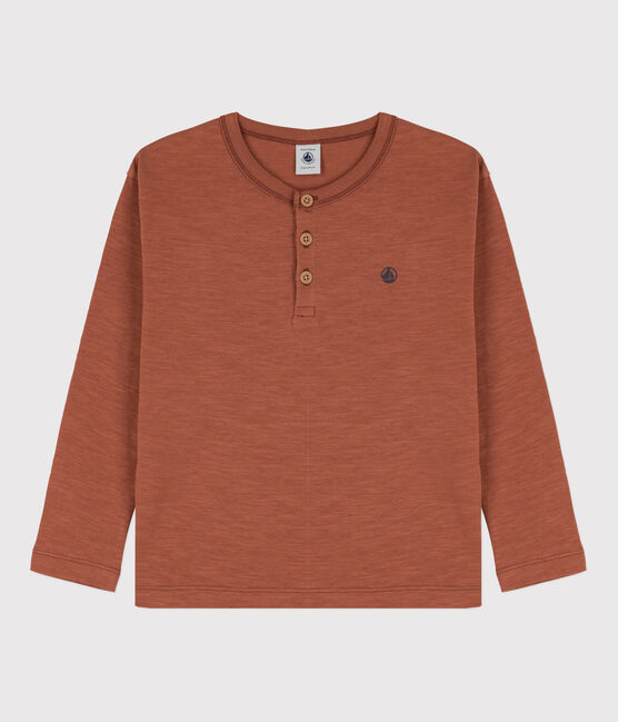 Tee-shirt manches longues en coton enfant garçon marron CINA