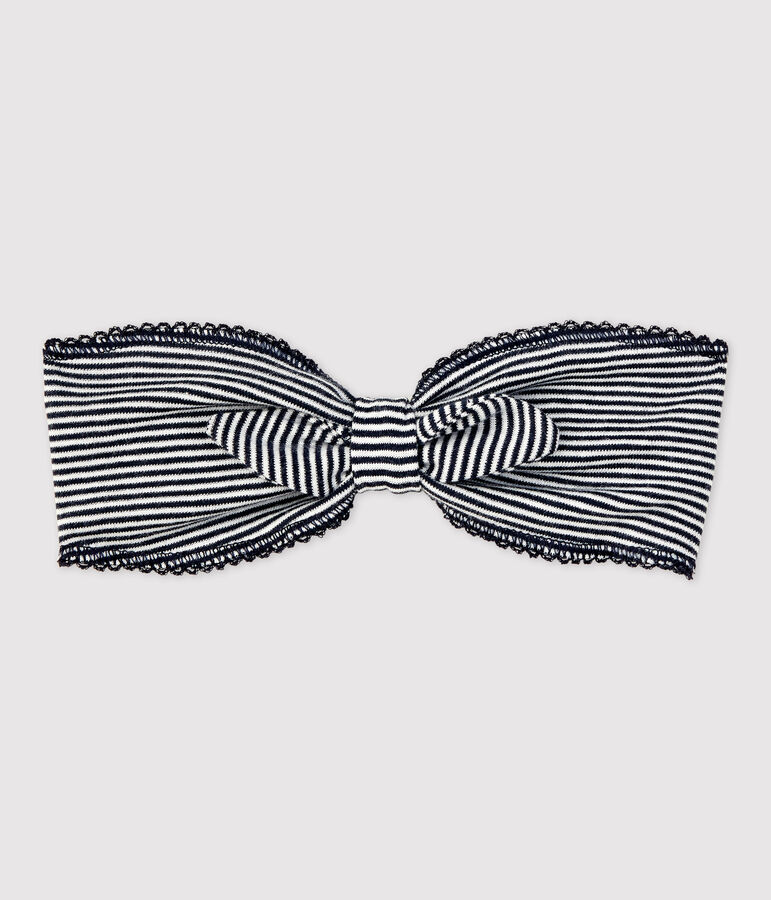 Bandeau b&eacute;b&eacute; marini&egrave;re en coton biologique. bleu/blanc
