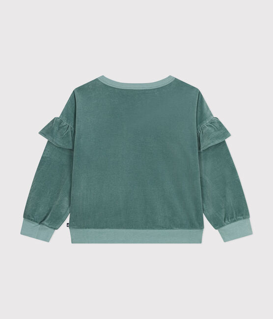 Sweatshirt in effen fluweel voor meisjes groen BRUT