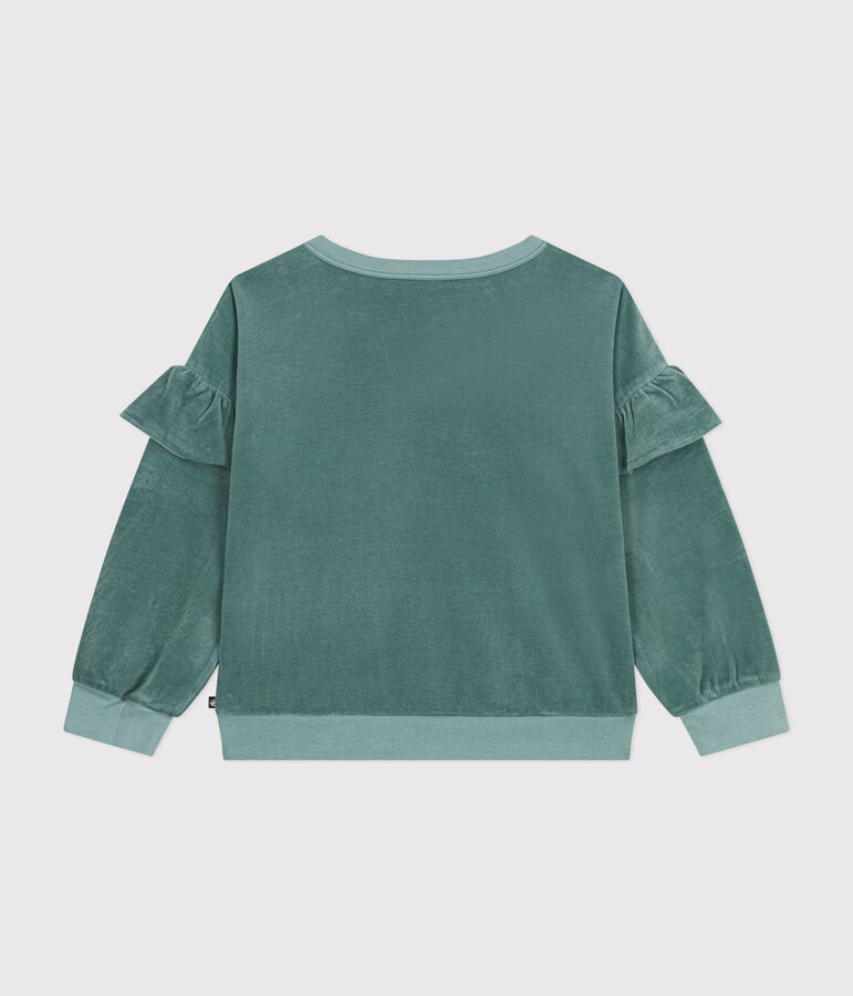 Sweatshirt en bouclette velours unie enfant fille vert